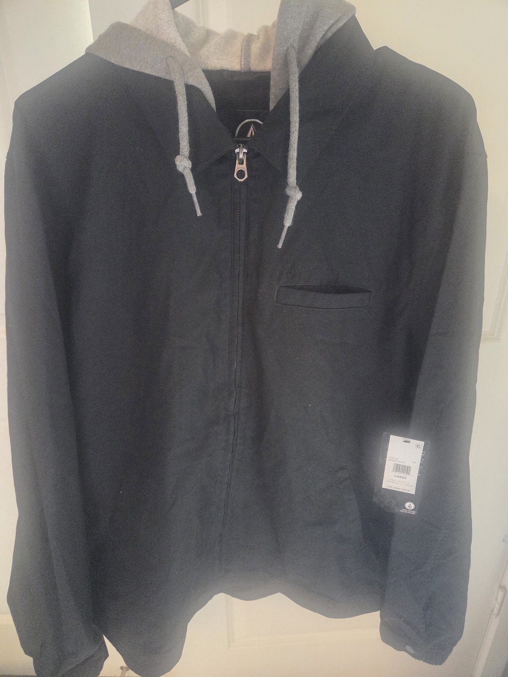 Volcom Black Zip-Up Hoodie with Gray Hood Lining